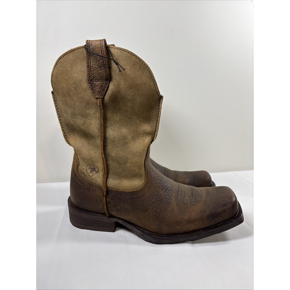 Ariat Rambler Mens 8.5 D Brown Leather Square Toe Boots Mid-Calf Western Durable
